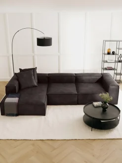 Cojín grande de cuero reciclado sofá Lennon, 60 x 60 cm