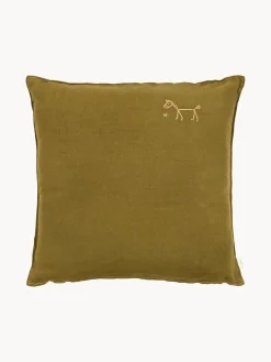 Cojín infantil de lino bordado L1N0