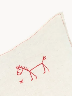 Cojín infantil de lino bordado L1N0