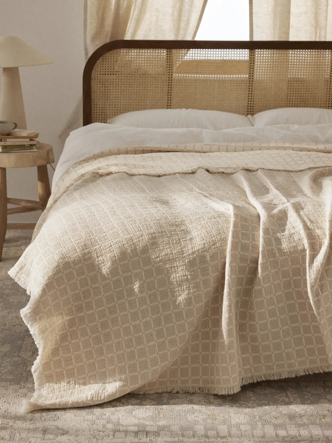 Colcha de muselina lavada con flecos Ronia