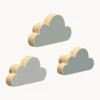 Colgadores de pared artesanales de madera de haya Cloud, 3 uds.