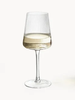 Copas de vino blanco artesanales con relieves Cami, 4 uds.