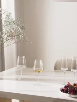 Copas de vino blanco de vidrio soplado Ellery, 4 uds.