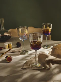 Copas de vino sopladas con relieve y brillo nacarino Juno, 4 uds.