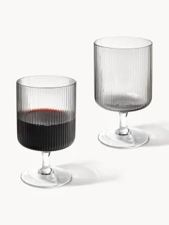 Copas de vino sopladas con relieves Ripple, 2 uds.