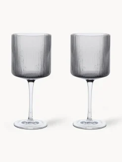 Copas de vino tinto sopladas con relieve Ripple, 2 uds.