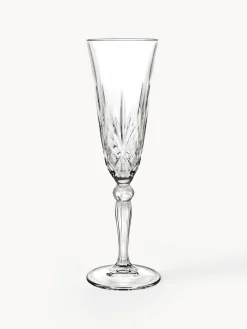 Copas flauta de champán de cristal con relieve Melodia, 6 uds.