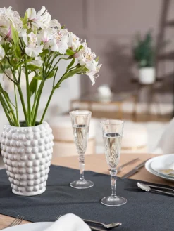 Copas flauta de champán de cristal con relieve Melodia, 6 uds.