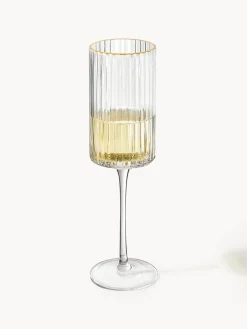 Copas flauta sopladas con borde dorado Aleo, 4 uds.