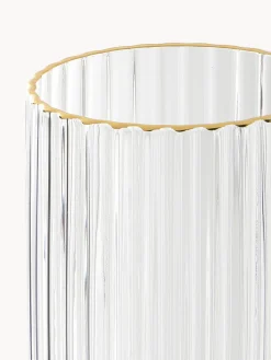 Copas flauta sopladas con borde dorado Aleo, 4 uds.