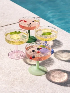 Copas pompadour de champán artesanales de vidrio de borosilicato Twirl, 2 uds.