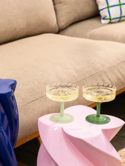 Copas pompadour de champán artesanales de vidrio de borosilicato Twirl, 2 uds.