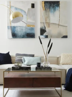 Cuadro en lienzo pintado a mano Golden Blue I