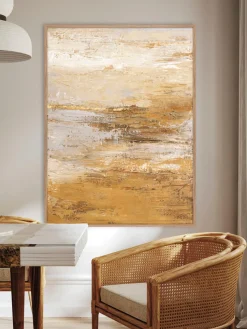 Cuadro en lienzo pintado a mano Hydrate, marco de madera