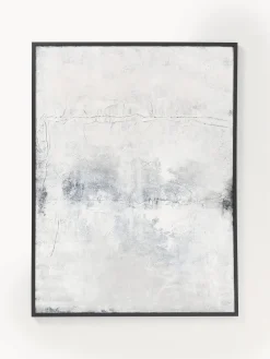 Cuadro en lienzo pintado a mano Simple Living, marco de madera