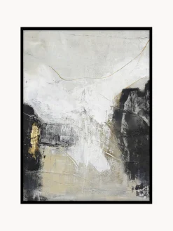 Cuadro en lienzo pintado a mano Noir, marco de madera