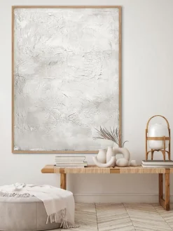 Cuadro en lienzo pintado a mano Simple Living, marco de madera