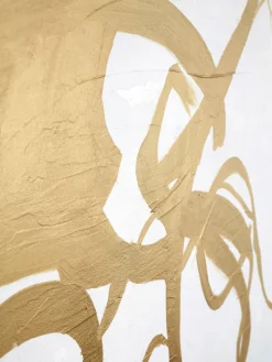 Cuadro en lienzo pintado a mano Goldplay, marco de madera