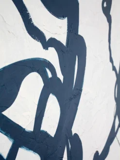 Cuadro en lienzo pintado a mano Blueplay, marco de madera