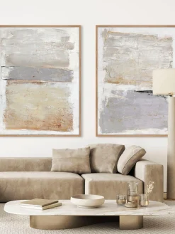 Cuadro en lienzo pintado a mano Scenario, marco de madera