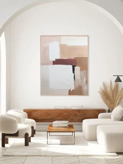 Cuadro en lienzo pintado a mano Desert Echo, marco de madera