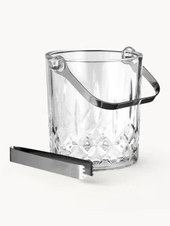 Cubitera pequeña con relieve de cristal y pinzas Harvey