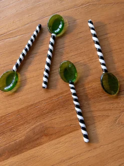 Cuchara de vidrio artesanal de vidrio borosilicato Duet, 4 uds.