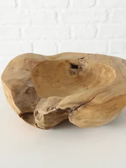 Cuenco decorativo grande de madera de teca Unikat