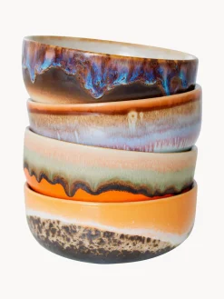 Cuencos pequeños artesanales con esmalte reactivo 70's, 4 uds.