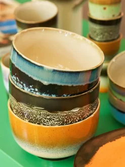 Cuencos pintados a mano de gres 70's, 4 uds.