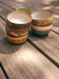 Cuencos pintados a mano de gres 70's, 4 uds.