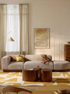 Diván modular de borreguillo bouclé con reposapiés Natalie