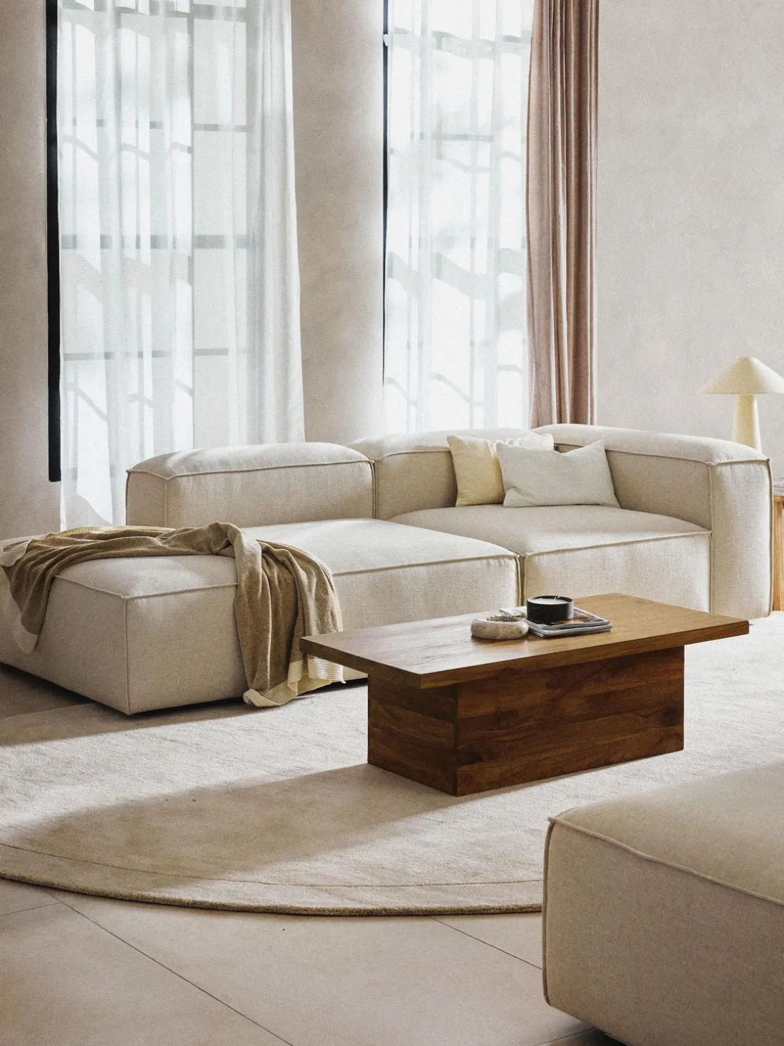 Diván modular de mezcla de lino Lennon