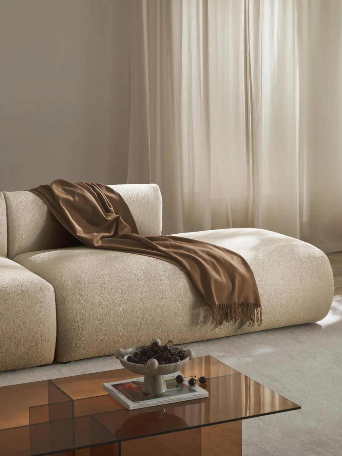 Diván modular en tejido bouclé Sofia