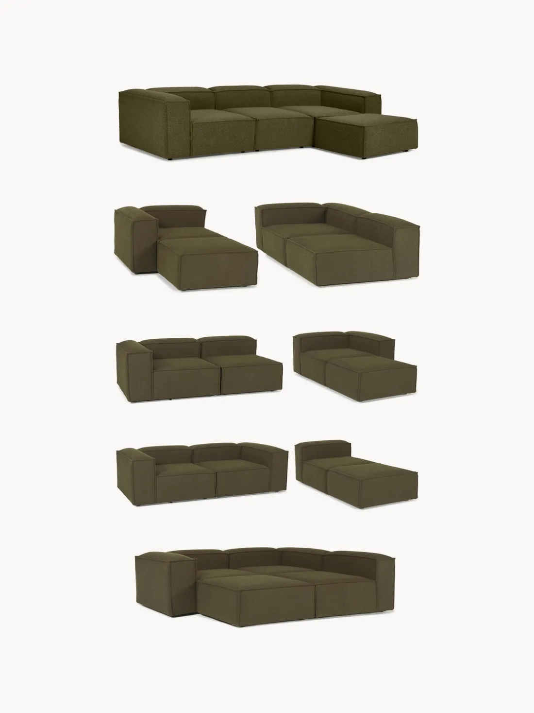 Diván modular en tejido bouclé Lennon