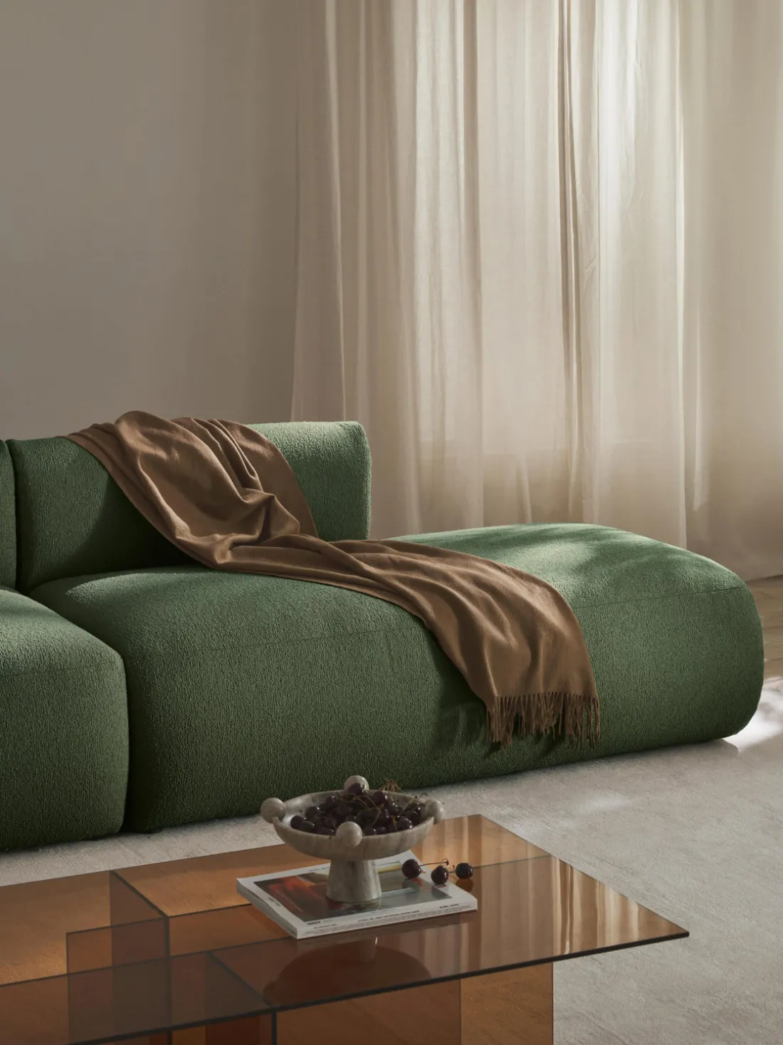 Diván modular en tejido bouclé Sofia