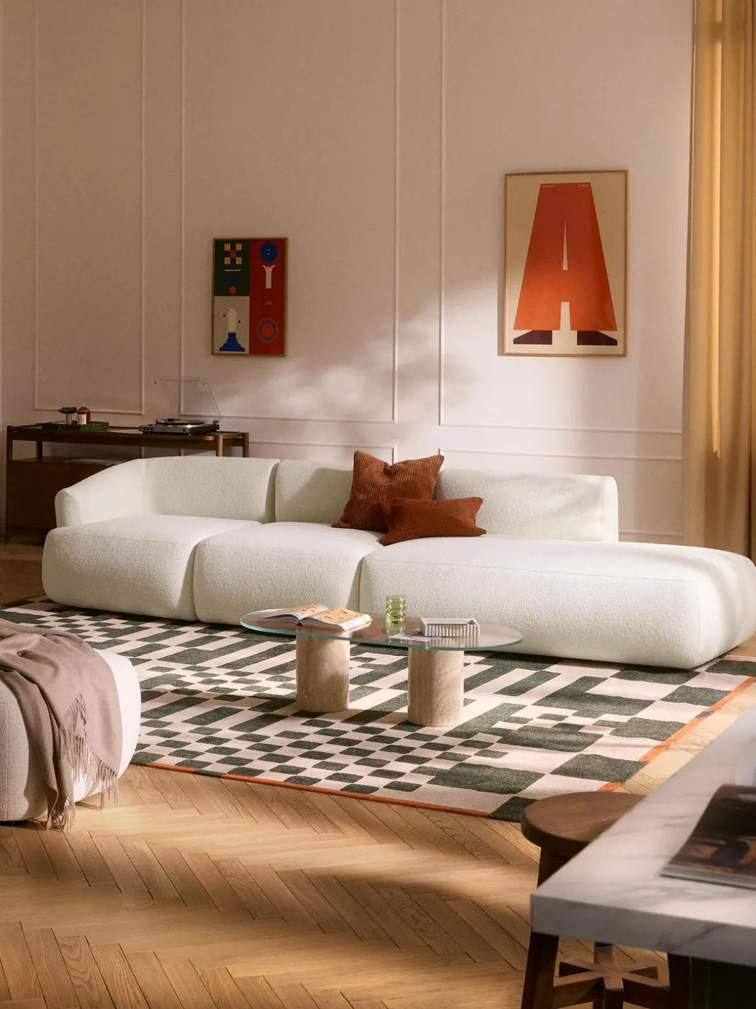 Diván modular en tejido bouclé Sofia