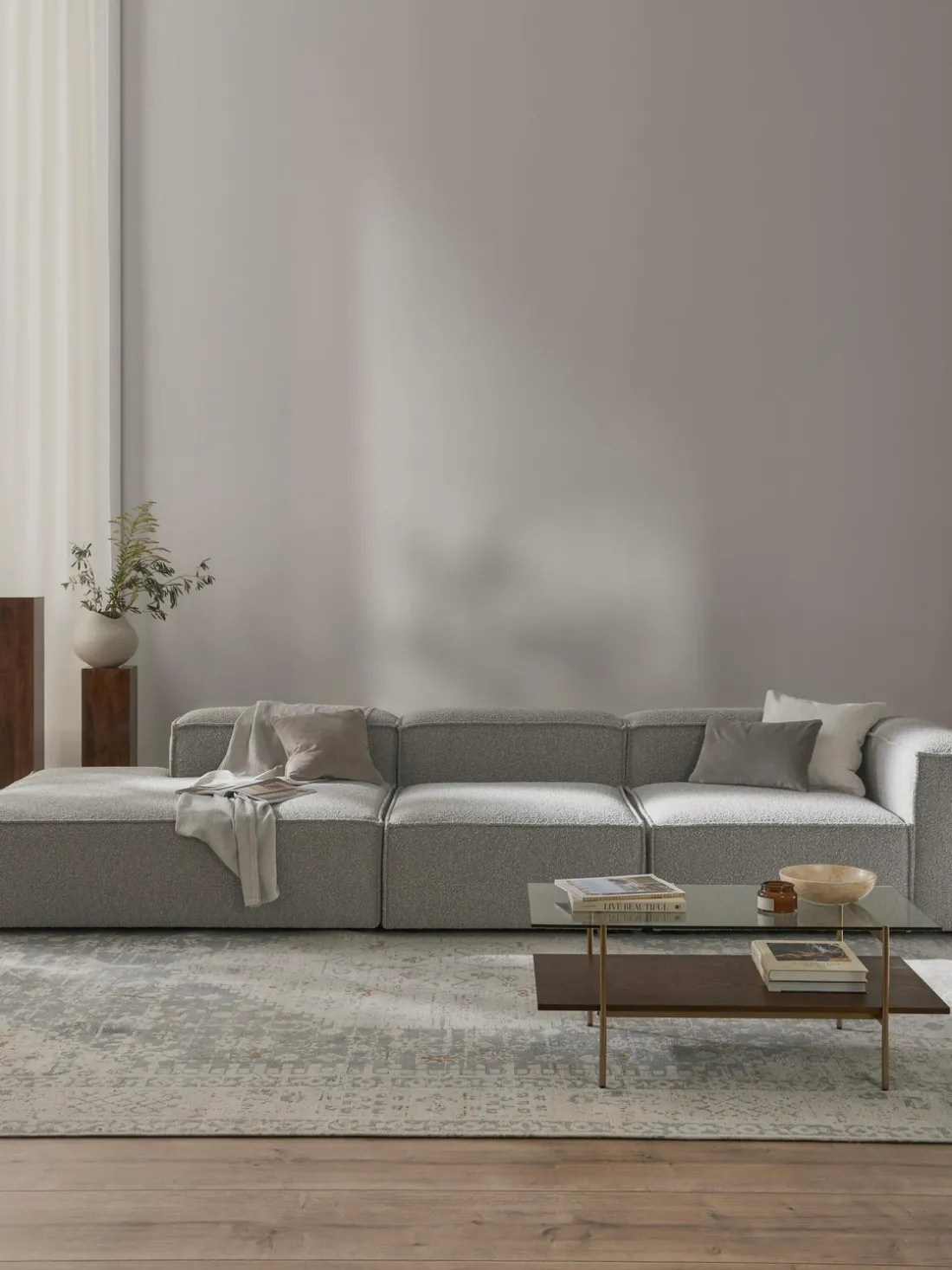 Diván modular grande en tejido bouclé Lennon