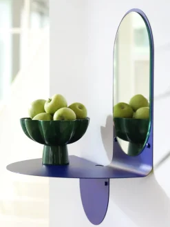 Espejo de pared artesanal con estante Flip