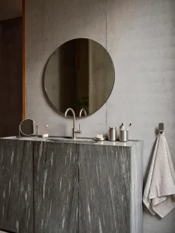 Espejo tocador redondo de acero inoxidable Ume