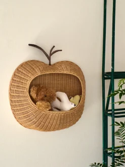 Estante de pared artesanal de ratán Apple
