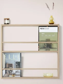 Estante de pared artesanal de madera de roble Eli