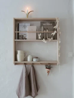 Estante de pared artesanal de madera de roble Eli