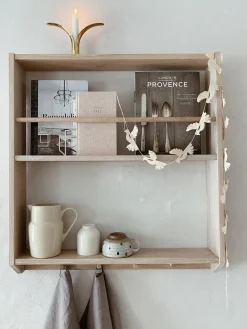 Estante de pared artesanal de madera de roble Eli