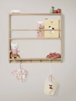 Estante de pared artesanal de madera de roble Eli