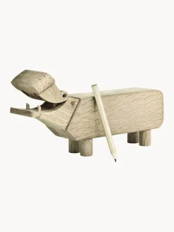Figura decorativa de madera de roble Hippo