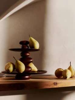 Fuente 2 pisos de madera de haya Pebble