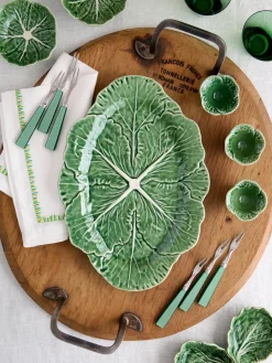 Fuente de servir ovalada pintada a mano Cabbage