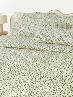 Funda de almohada de algodón lavado con fino estampado floral Nolana