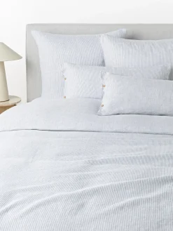 Funda de almohada de lino lavado con rayas finas Rinna